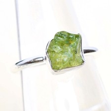 Natural Raw Peridot Stack Ring 925 Sterling Silver Peridot Birthstone Ring-RR165