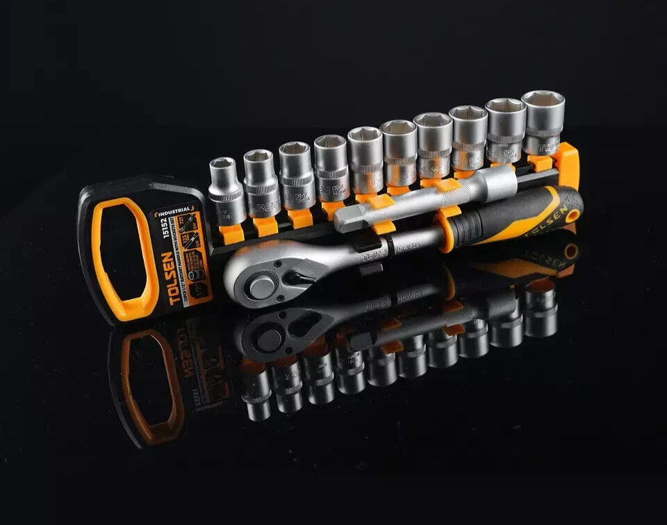 12pcs 1 2 Quick Release Ratchet Handle with Socket Set Metric