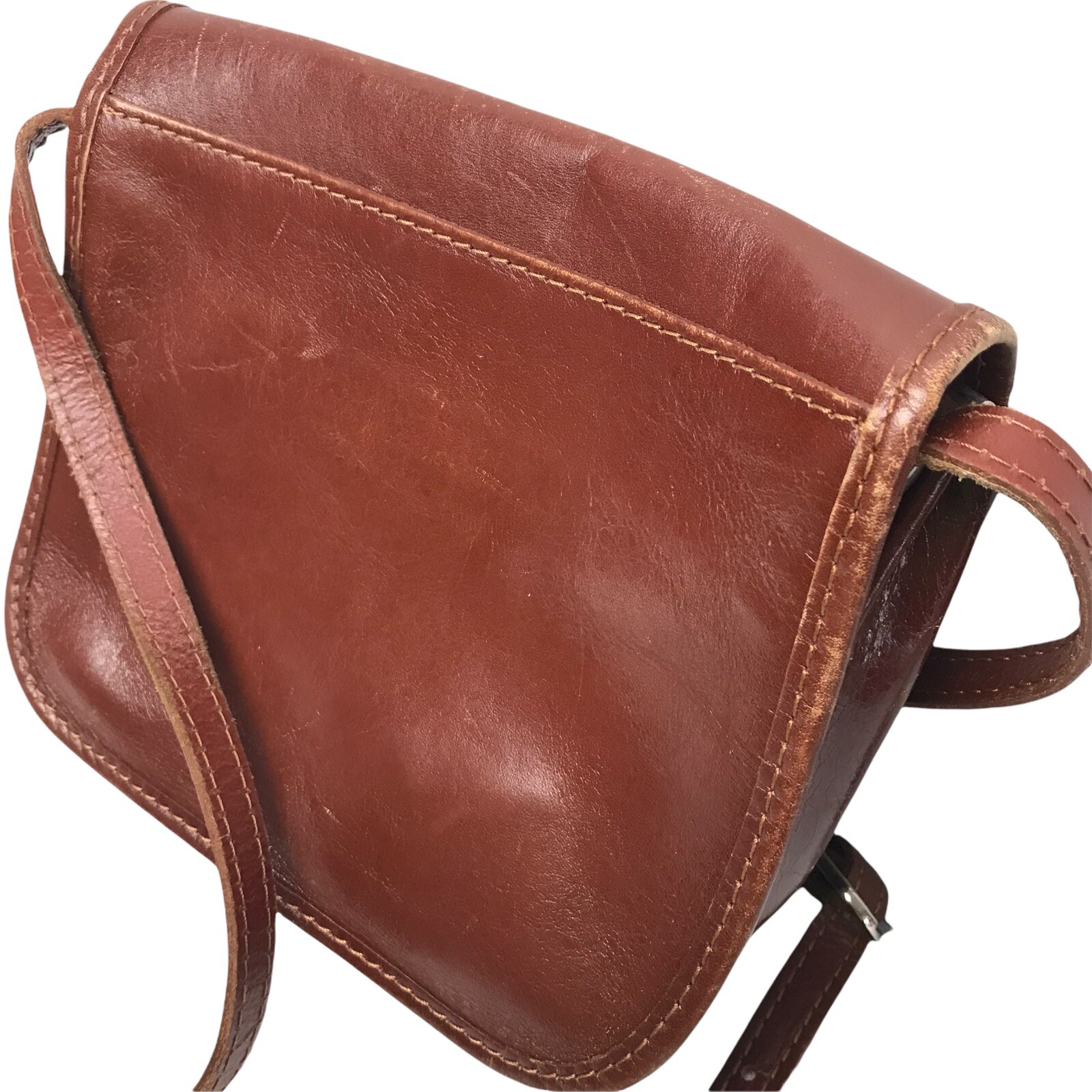 Vtg BORSE IN PELLE PURSE BROWN GENUINE LEATHER MADE IN ITALY Small