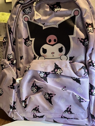 Kuromi Kawaii Sanrio Full Size Backpack Black Pink Adjustable Straps Lightweight - Picture 3 of 3