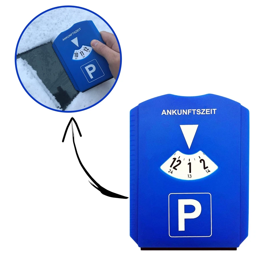 Parkscheibe Parkuhr mit Eiskratzer, Gummilippe und 3x Einkaufswagenchip - Bild 4 von 4