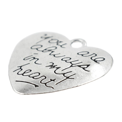 1000pcs Heart Pendants You Are Always In My Heart Silver Charms DIY Necklace - Picture 4 of 5