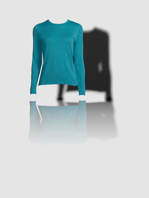 $275 Neiman Marcus Women's Green Superfine Cashmere Crewneck Sweater Size L