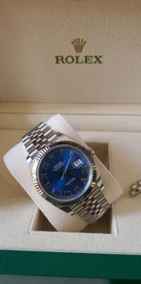 Rolex Datejust 41 Blue Men's Roman Numerals Dial Jubilee Bracelet Watch - 126334