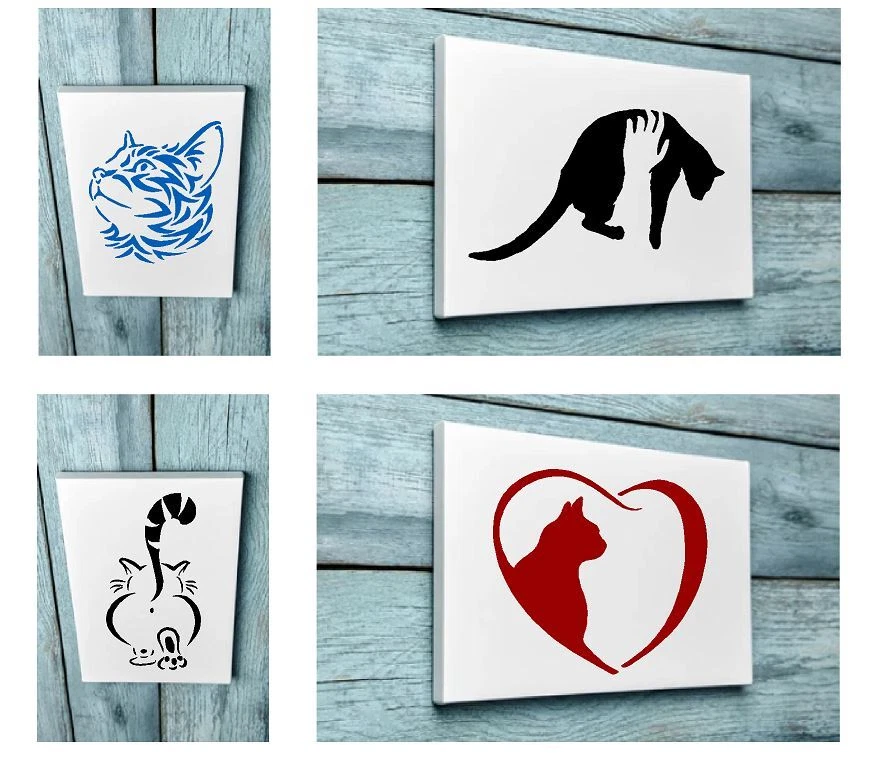 Cat Stencil, 'Cool Cat' 125/190 micron, A5/A4/A3 Reusable Washable Mylar  Craft | eBay
