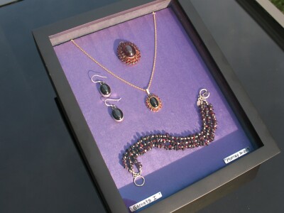 One of a Kind, Garnet Jewels Mounted as Art, Framed Collection