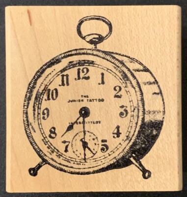 Rubber Monger Antique Clock Time Rubber Stamp
