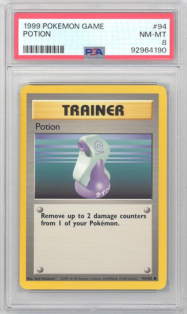 PSA 8 - Pokemon Card - Base 94/102 - POTION (common) - NM-MT