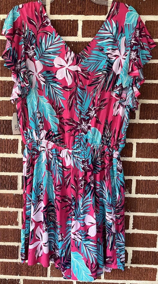 Mameluco Terra & Sky estampado hawaiano ajuste generoso talla 14W nuevo con etiquetas Foto 2 de 4