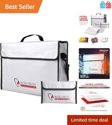 All-In-One Fireproof Document Holder - Silicone & Zippered Protection 15x12x5