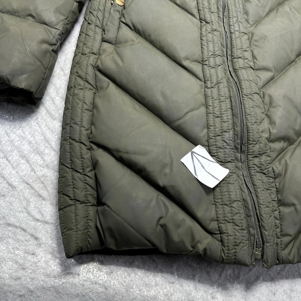 Chaqueta Parka Larry Levine Plumón de Ganso Verde Cuello Simulado Largo Mujer Talla M Foto 2 de 4