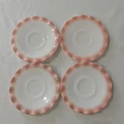 Vintage Hazel Atlas Pink Crinoline Ripple Milk Glass Set of 4 Saucers