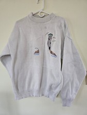 Winona Knits Vtg Sweater With Embroidered Lighthouse Seagulls Sz XL Y2k