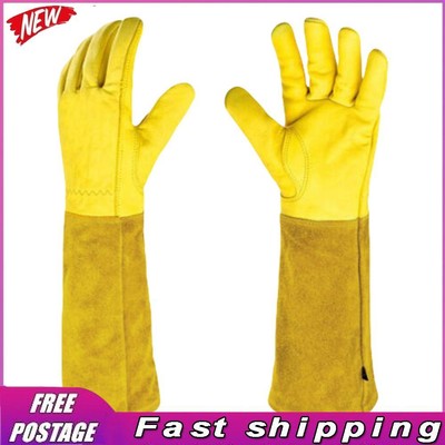 Rose Pruning Gloves Yellow Working Mitten Leather Garden Gloves Best Garden Gift