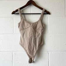 For Love Lemons Nude Ribbed One Piece Bodysuit Women s XS