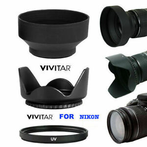 Lens Hood Rubber Hood Uv Filter Nikon Af P Dx Nikkor 70 300mm F 4 5 6 3g Ed Vr Ebay