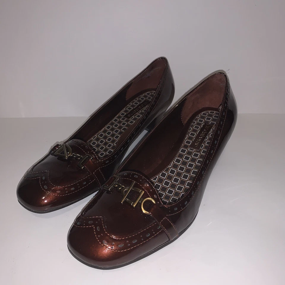 Liz Claiborne 闪亮金属色勃艮第 Kady 乐福鞋 带中跟鞋 Wmn 尺码 9.5 — 第 2/4 张图片