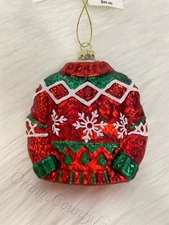 Bloomingdale's Glass Ugly Christmas Sweater Ornament Red - 100% Exclusive New