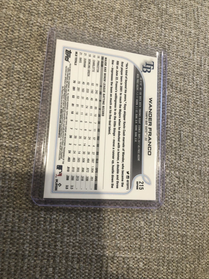 2022 Topps Chrome Sapphire Wander Franco Rookie Card RC #215 Rays SP Blue - Image 2 of 2