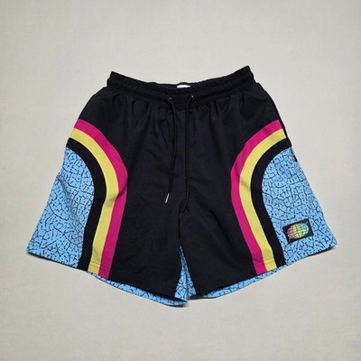 SLUNKS Mens Black Retro Graphics Swim Shorts Size Medium Volleyball Sports