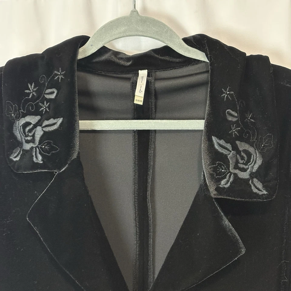 Blazer Chaqueta Ciervo Blanco Talla XL 16-18 Terciopelo Floral Bordado Cuello Cachicho Foto 2 de 4