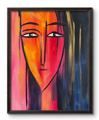 PINK LADY 14x11 ORIGINAL MODERN ART COLLECTIBLE INTERIOR DESIGN