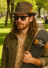 Men’s Stetson Large Brown Tweed Fedora Hat/Feather New W/Box Rat Pack Style Jazz