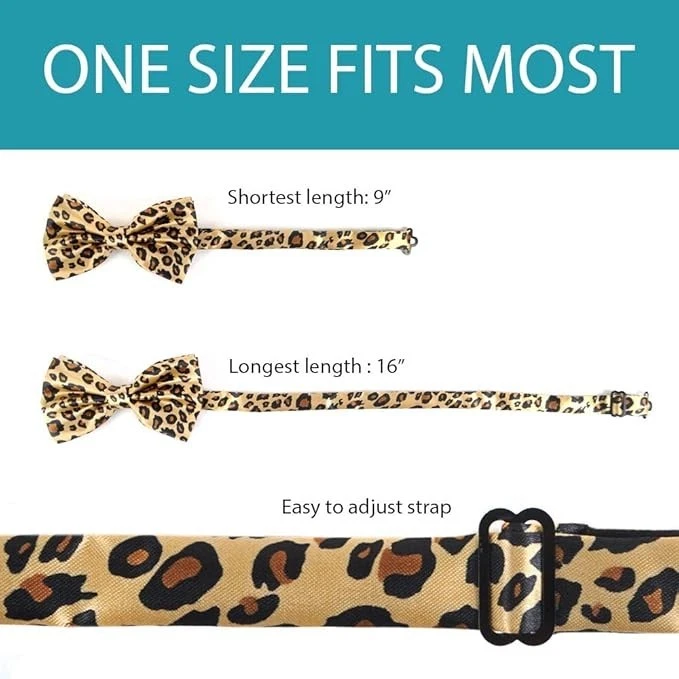 Pajarita de poliéster con estampado de guepardo de poliéster preatada color amarillo y negro para hombre Foto 2 de 4