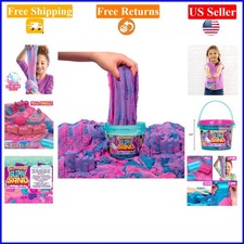 Neon Pink Blue Cotton Candy Scented Moldable Play Sand in Reusable Bucket, ...