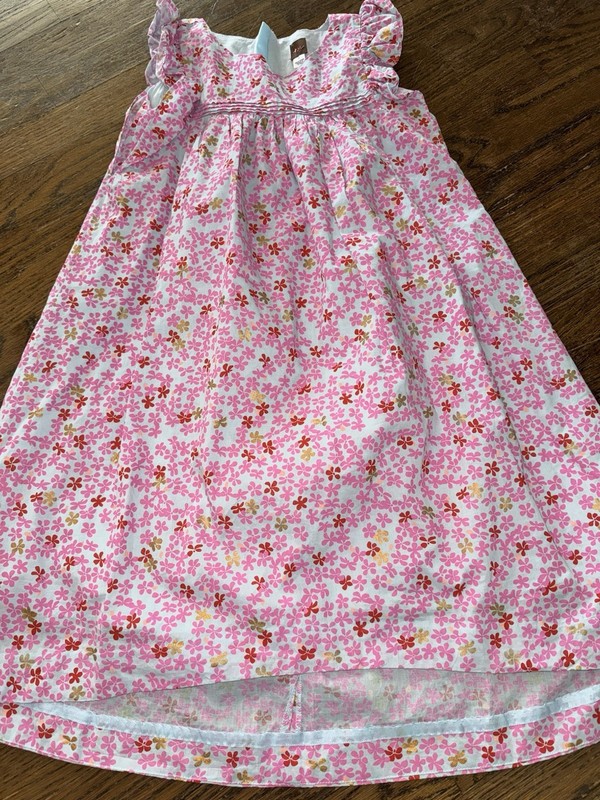 Tea Dress Size 7 Pink And Gold Flowers 