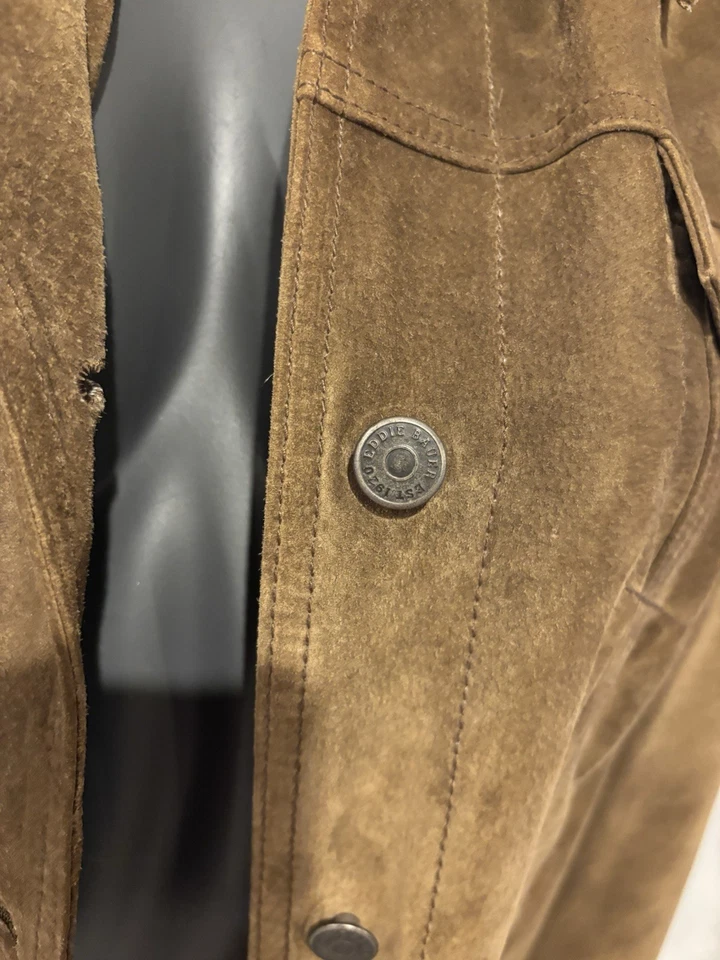 Chaqueta de cuero para mujer Eddie Bauer Seattle de gamuza lavable forrada marrón camionero XL Foto 2 de 4