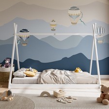 Kids Montessori Floor Bed Wooden House Bed Frame Single Toddler Bed White
