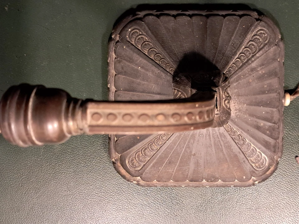 LAMPE DE BUREAU ANCIEN LISEUSE NOTAIRE BRONZE LAITON VINTAGE BANQUIER PIANO - Photo 3/4