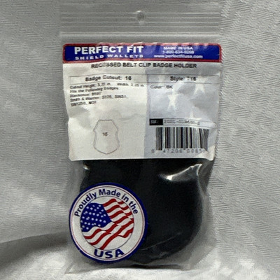Perfect Fit Recessed Belt Clip Badge Holder Shield Wallet Style 716-16 Black