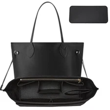 Purse Organizer Insert with Base Shaper,Felt Zipper Tote Handbag Organizer Co...