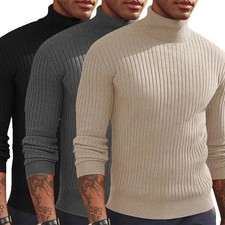 Men s Slim Fit Turtleneck Sweater Long Sleeve Knitted Pullover Winter Warm Thick