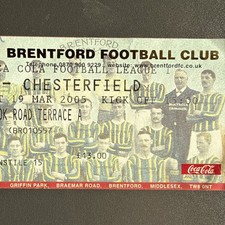 Brentford v Chesterfield(Coca Cola League 1 2004/05) 19/3/2005 Match Ticket