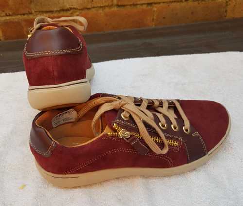 CLARKS Nalle Lace Suede Trainers in burgundy size UK 5 / EU 38 NEW - Picture 5 of 14