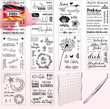 Silikonstempel Set für Scrapbooking Karten Hochzeit Geburtstag 10 Bögen 16x11cm