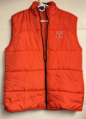 Back to the Future OUTATIME California Plate Puffer Vest Lootwear Orange L