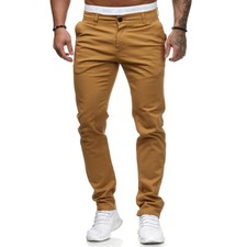 Men's Stretch Slim Fit Pants Skinny Casual Solid Color Pockets Skinny Trousers
