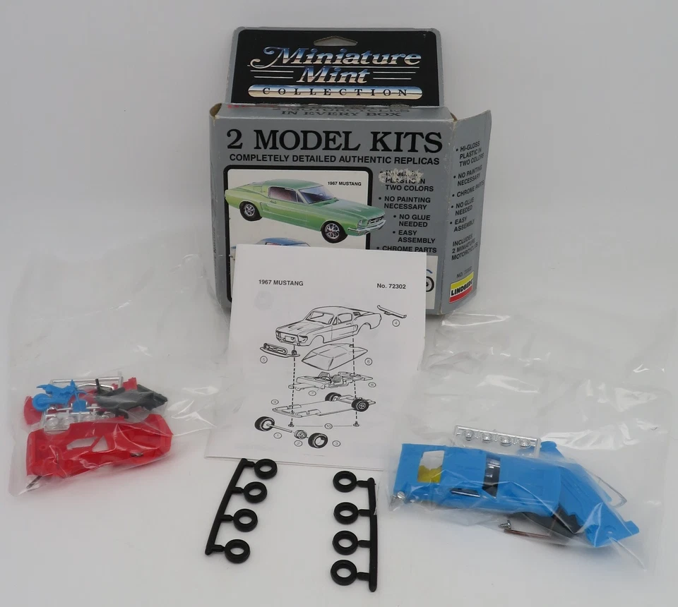 LINDBERG 3 INCHES 1/64 LOT FORD MUSTANG 1967 + CHEVROLET CORVETTE 1970 + 2 MOTOS - Photo 1/4