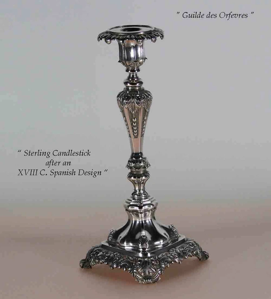  Candelabro de plata esterlina después de un diseño español de antigüedades del siglo XVIII Foto 3 de 4