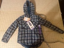 Boston Traders Girls Sherpa Lined Hooded Flannel Peacoat Youth XSmall 5-6