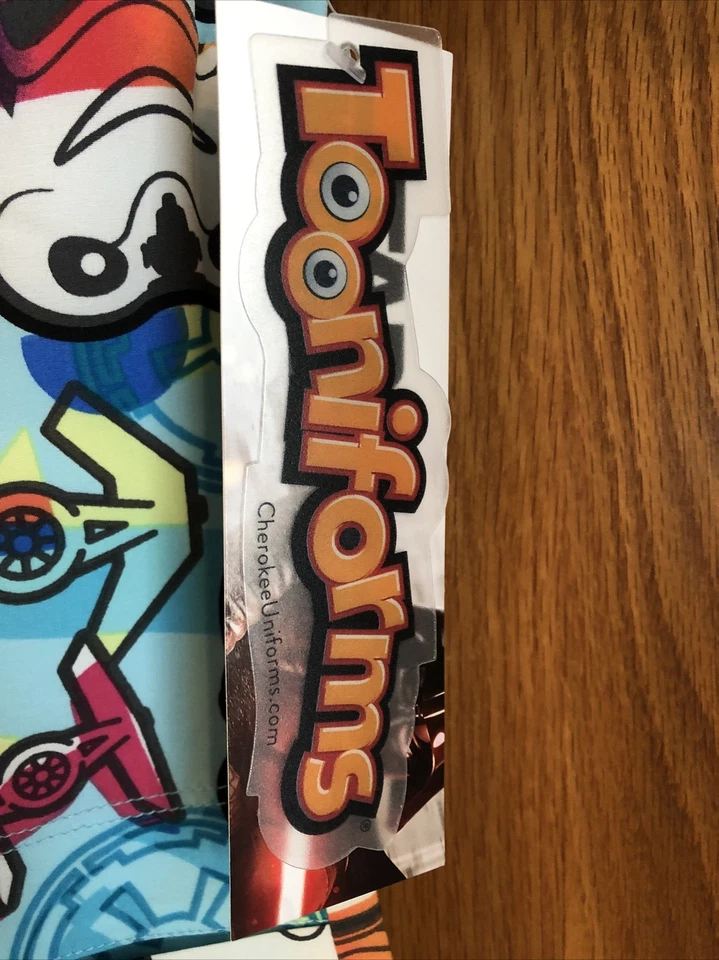 NWT CHEROKEE TOONYFORMS DISNEY STAR-WARS S/Sleeve Scrubs (XXS) Pockets Blue - Image 3 of 4