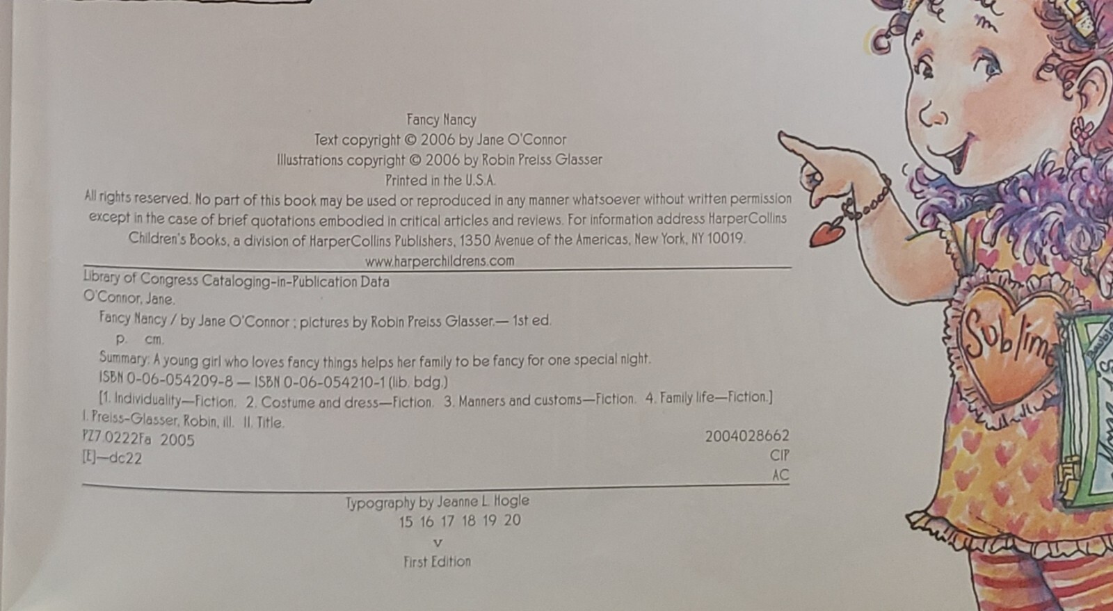 Fancy Nancy By O'Connor, Jane (Hardcover 2006) 1st Edition 