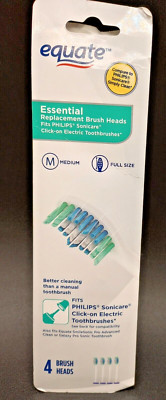 (1 Pack) Equate - Essential - Replacement Brush Heads - 4 Brush Heads - Medium
