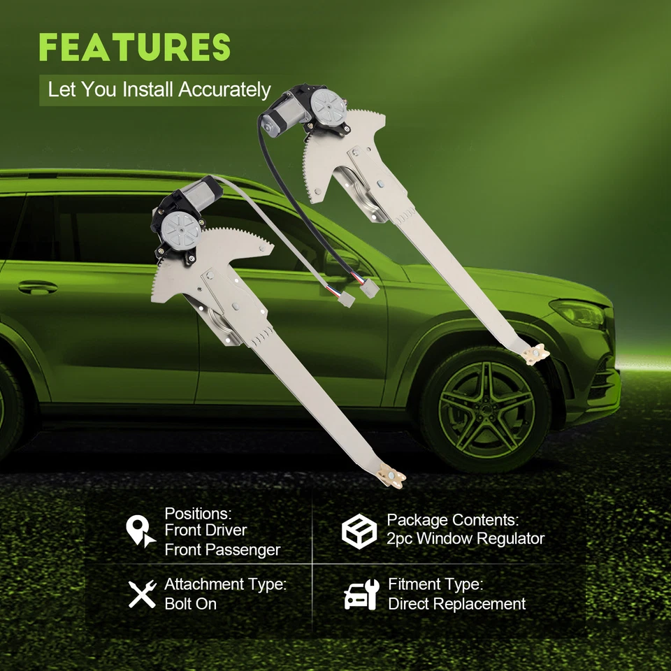 For Ford Bronco F100 F150 F250 F-350 Front LH RH w/ Motor Power Window Regulator - Image 2 of 4