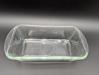 Vintage GLASBAKE Bread Loaf Pan Clear Glass USA J-522 Ovenware 1.5 QUART