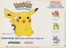 2000 POK MON PIKACHU Big Sticker Sheet 8.25" x 6" 21 x 15 cm. Promo Spain
